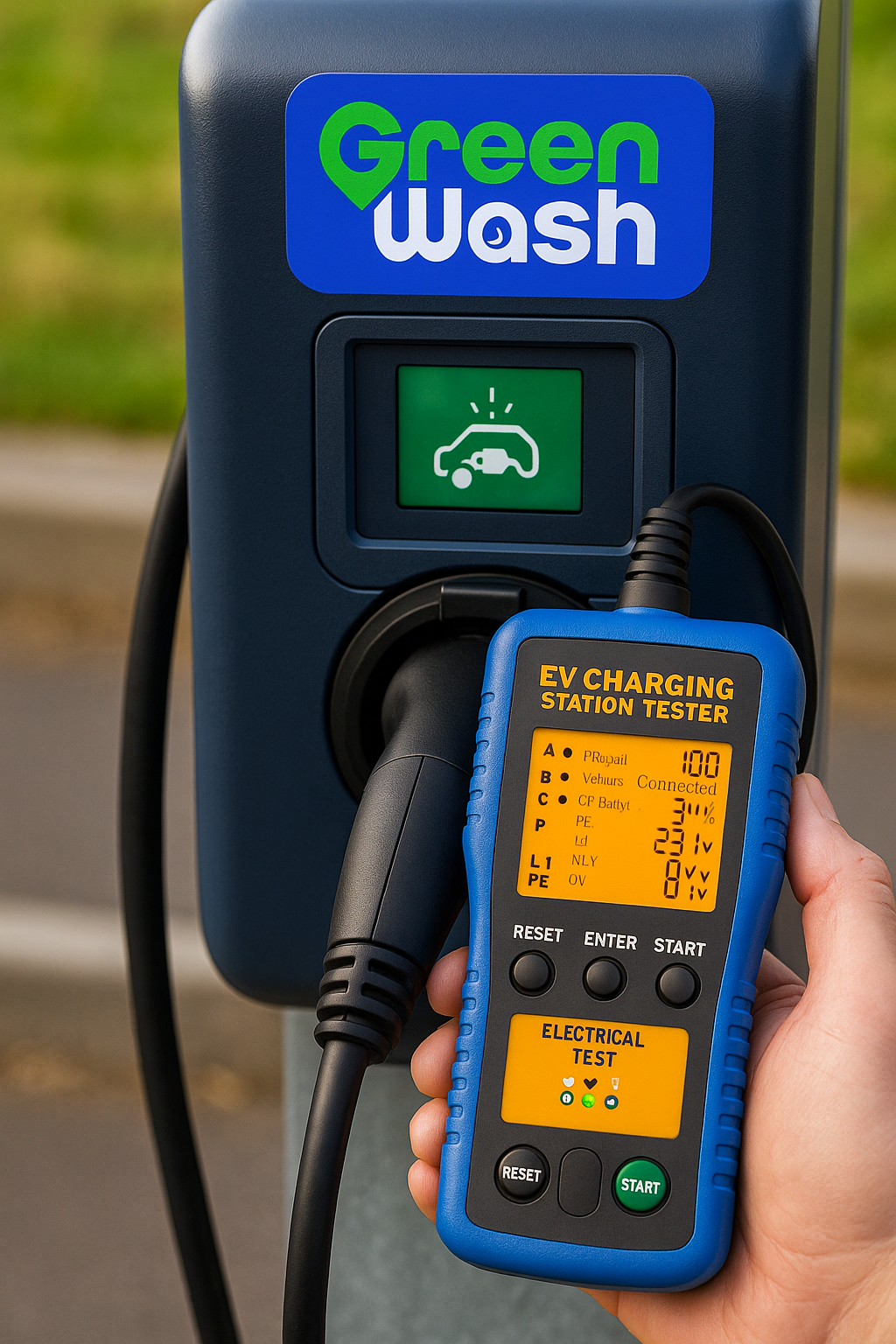 Elektrische test met laadkabeltester
